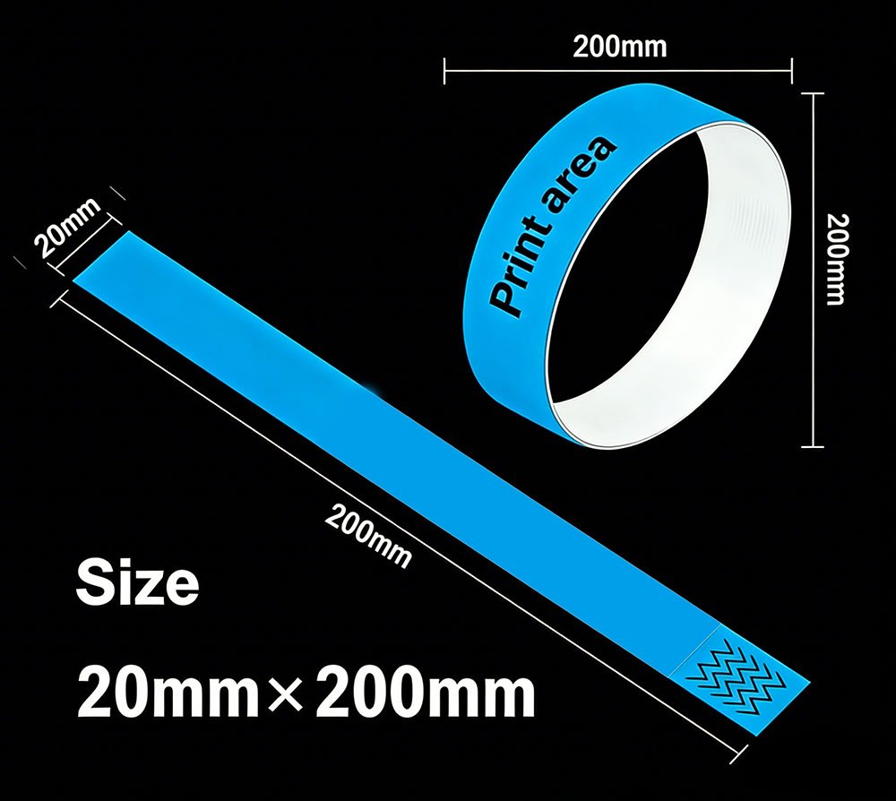 Gelang Tyvek ukuran anak, 20 mm x 200 mm