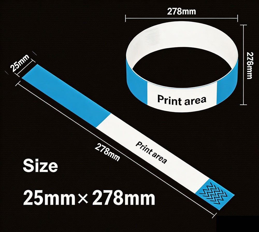 Gelang Cetak Ukuran 25mm × 278mm untuk Dewasa