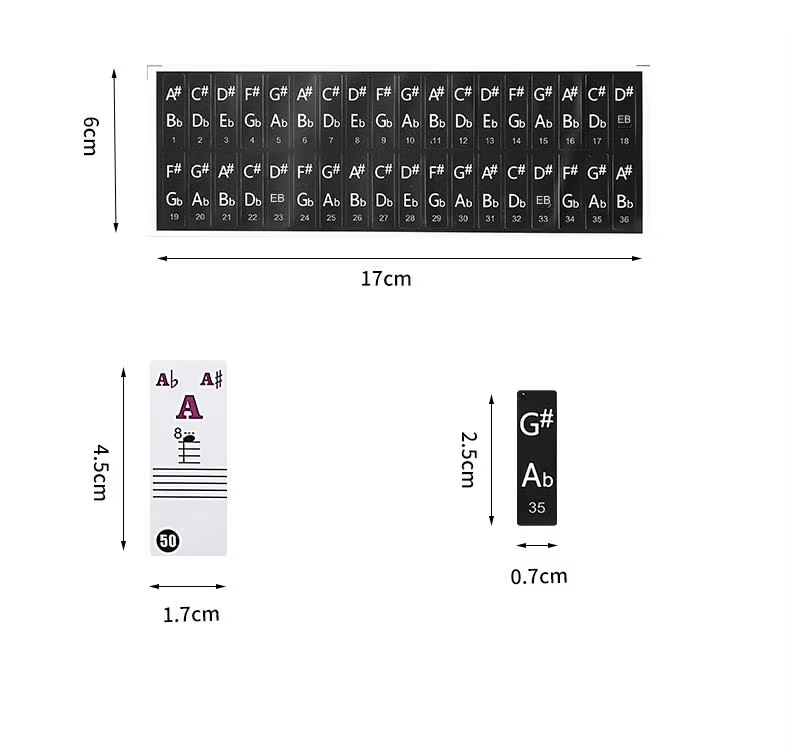 Label piano dengan ukuran apa pun