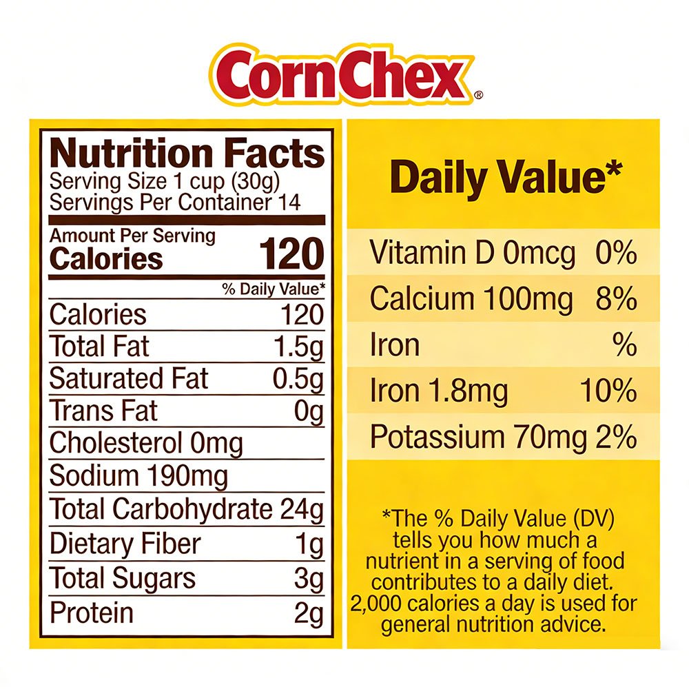 Label Nutrition Facts Gaya Corn Chex