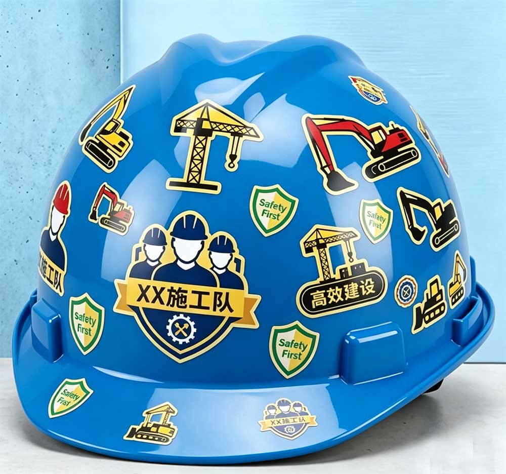 Stiker Helm Proyek dengan Bentuk Kustom