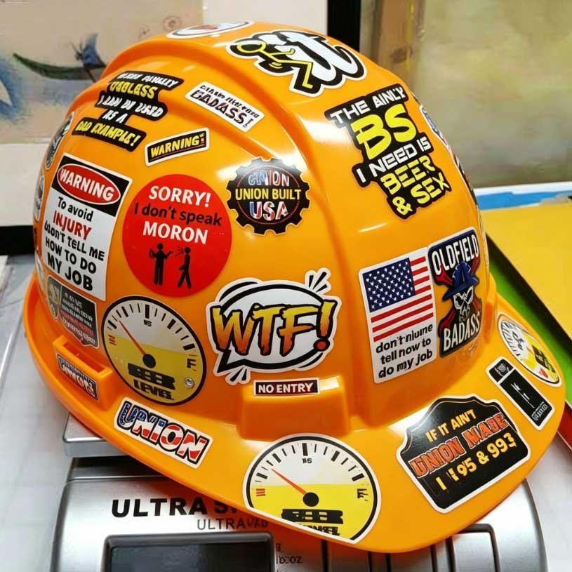Stiker Helm Proyek Vinyl Tahan Air untuk Kru Konstruksi